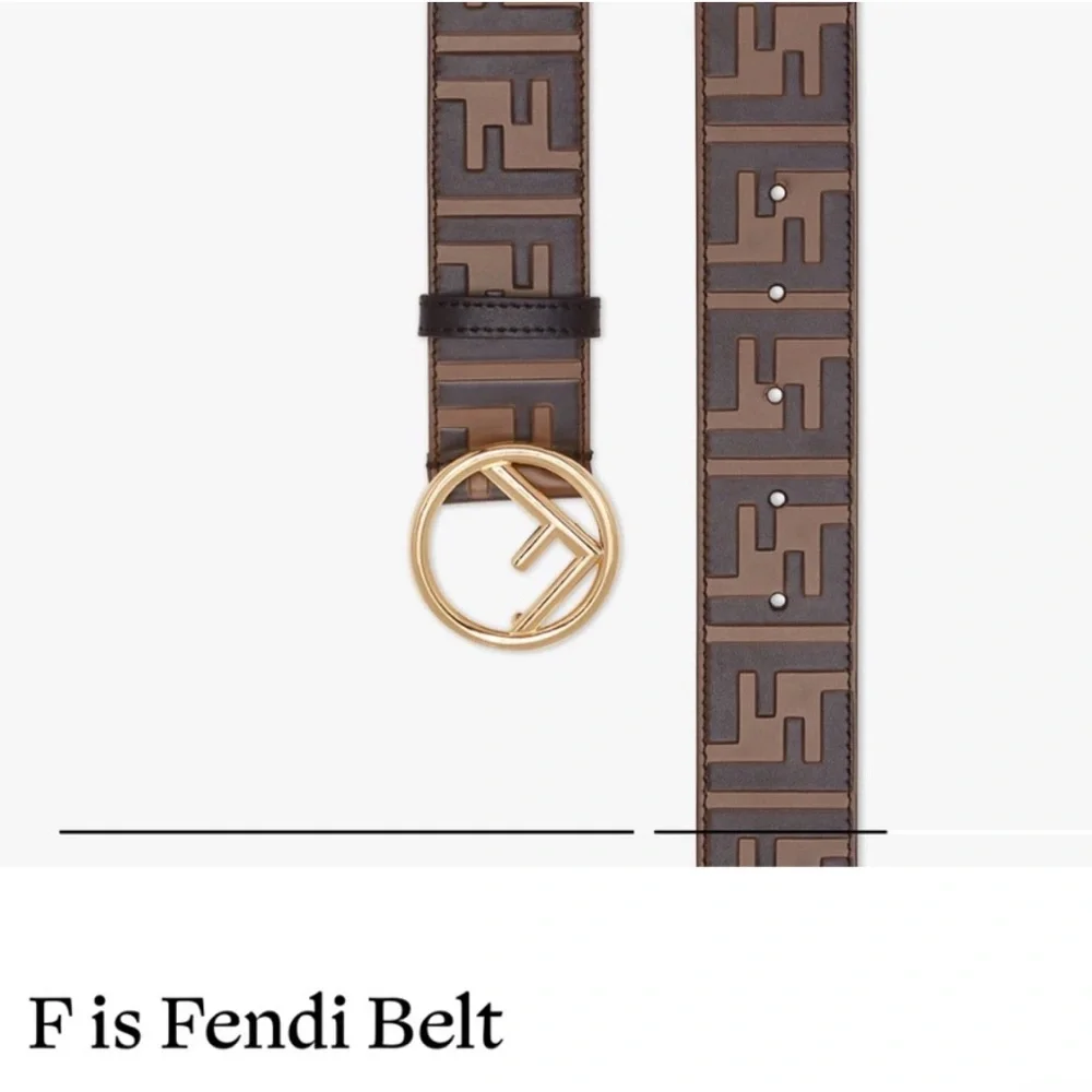 Fendi Black and Gold Logo Belt